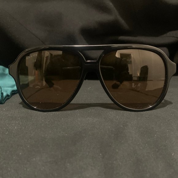 GUCCI MEN'S SUNGLASSES AVAITOR BLACK & ORANGESKU: 201451M13450301